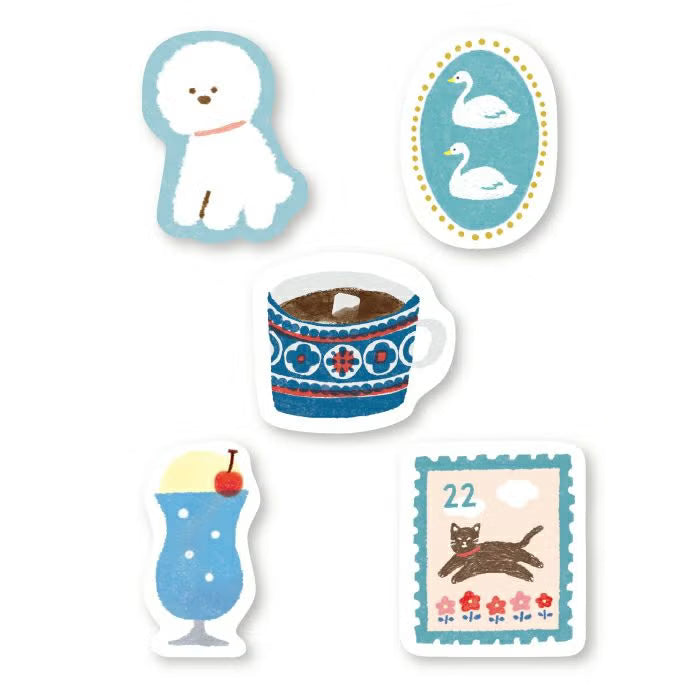 Furukawa Paper - Watashi-Biyori Washi Sticker Flakes - Blue