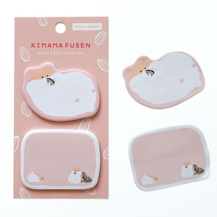 Furukawa Paper - Kimama Fusen Die Cut Sticky Notes - Fuffy Hamster