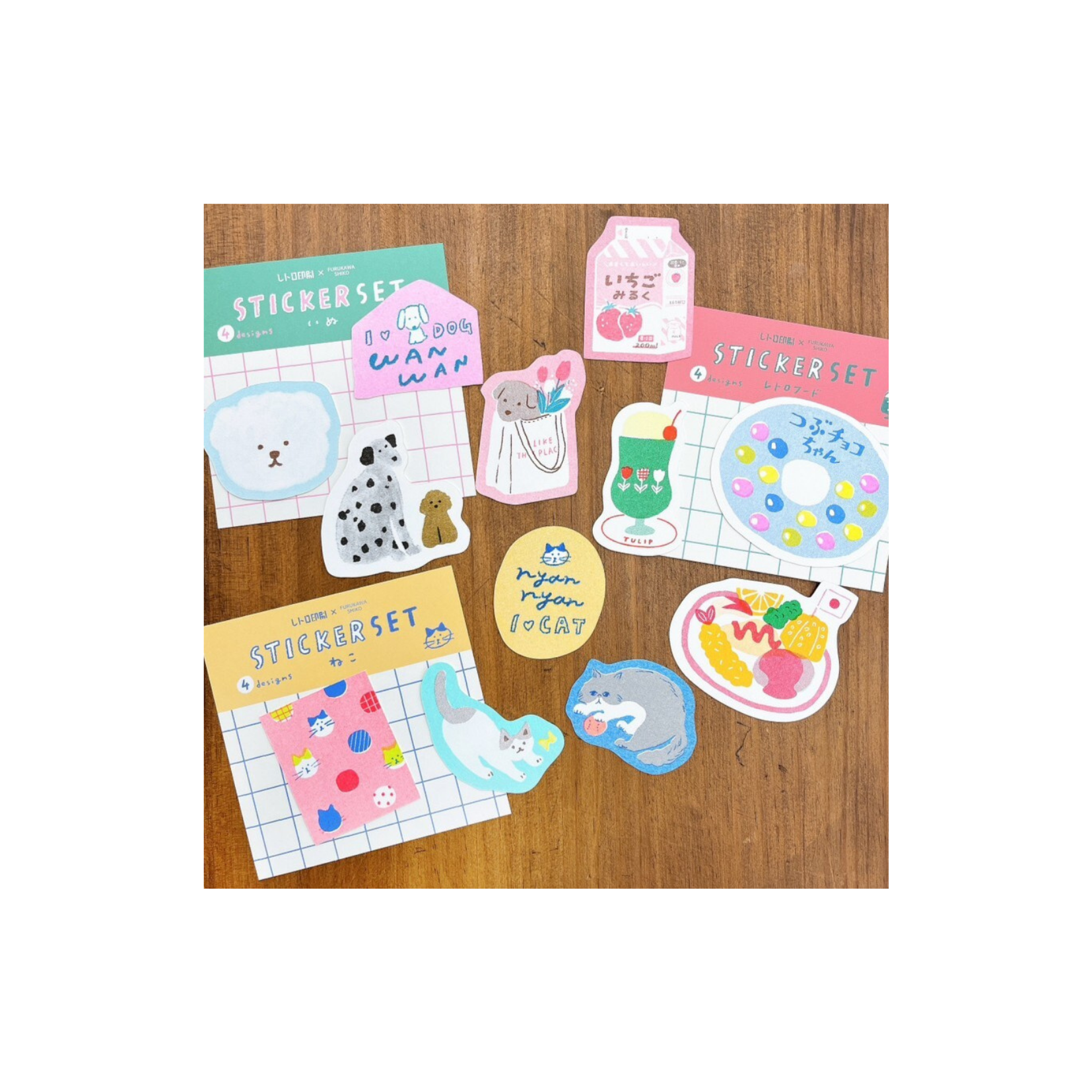 Furukawa Shiko × Retro Insatsu Washi Dog Sticker Set