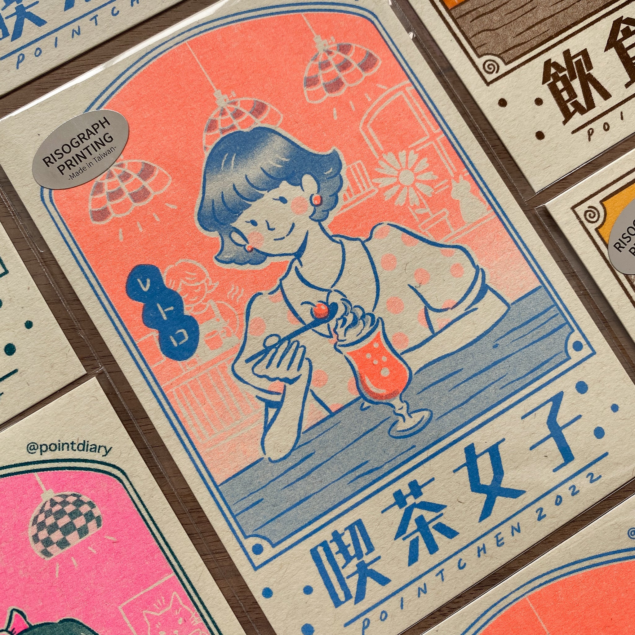 Point Chen - Kissa Girl Riso Postcard