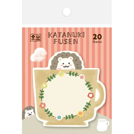 Furukawa Paper - Katanuki Fusen Die Cut Sticky Notes - Hedgehog and Mug
