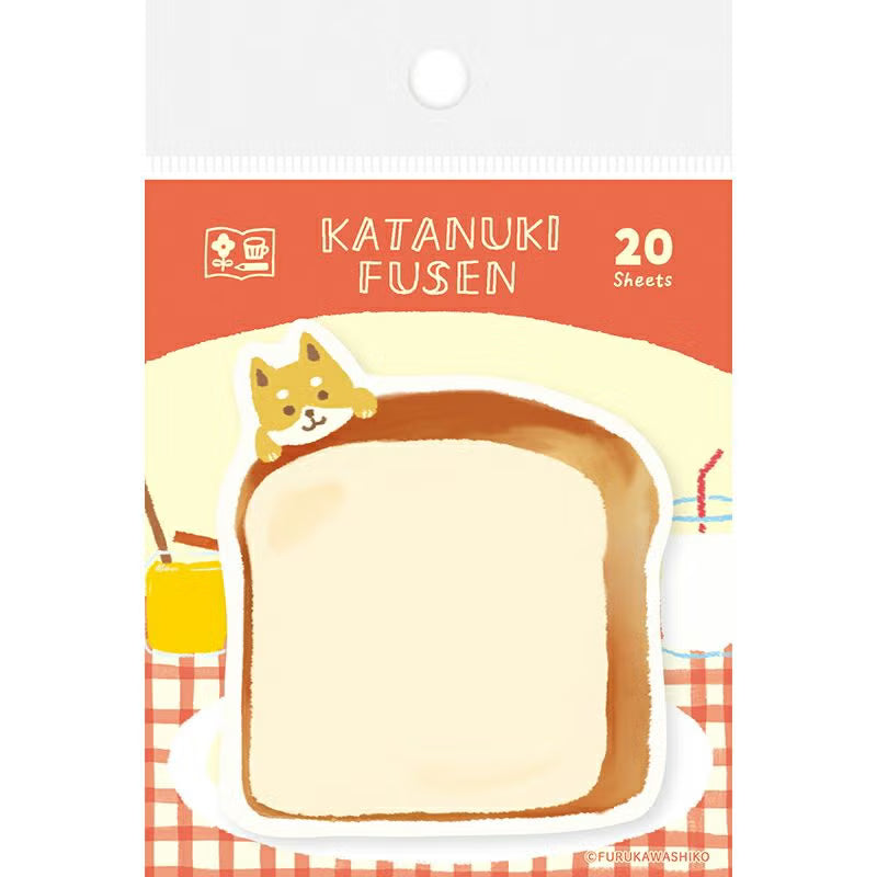 Furukawa Paper - Katanuki Fusen Die Cut Sticky Notes - Shiba Inu and Bread