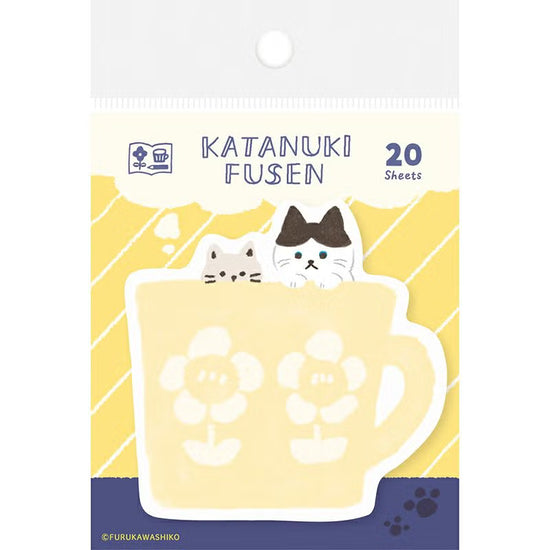 Furukawa Paper - Katanuki Fusen Die Cut Sticky Notes - Cats and Mug
