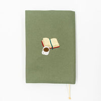 Furukawa Paper - Hontowatashi Embroidery Book Cover/ Planner Cover - Books and Coffee (A6)