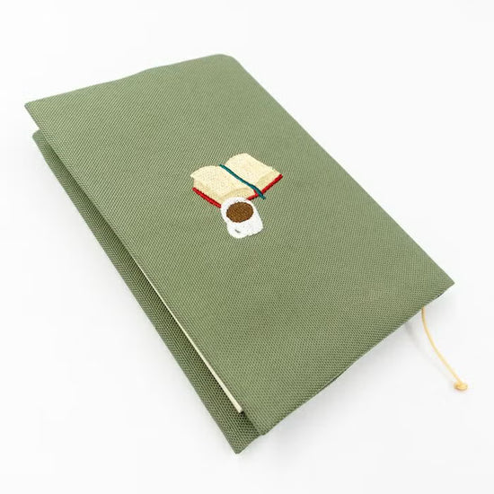 Furukawa Paper - Hontowatashi Embroidery Book Cover/ Planner Cover - Books and Coffee (A6)