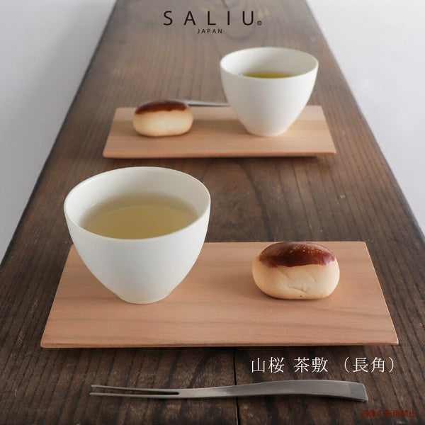 SALIU yamazakura mountain cherry wood tea coaster, long rectangle