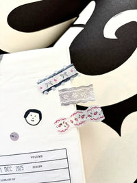 Pion Die-Cut Edge Washi Tape - Gray, Strawberry & Tassel
