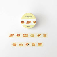 Masking tape with bread designs on a white background