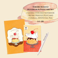 Tokoru Komugi Notebook & Postcard Set (Pudding)