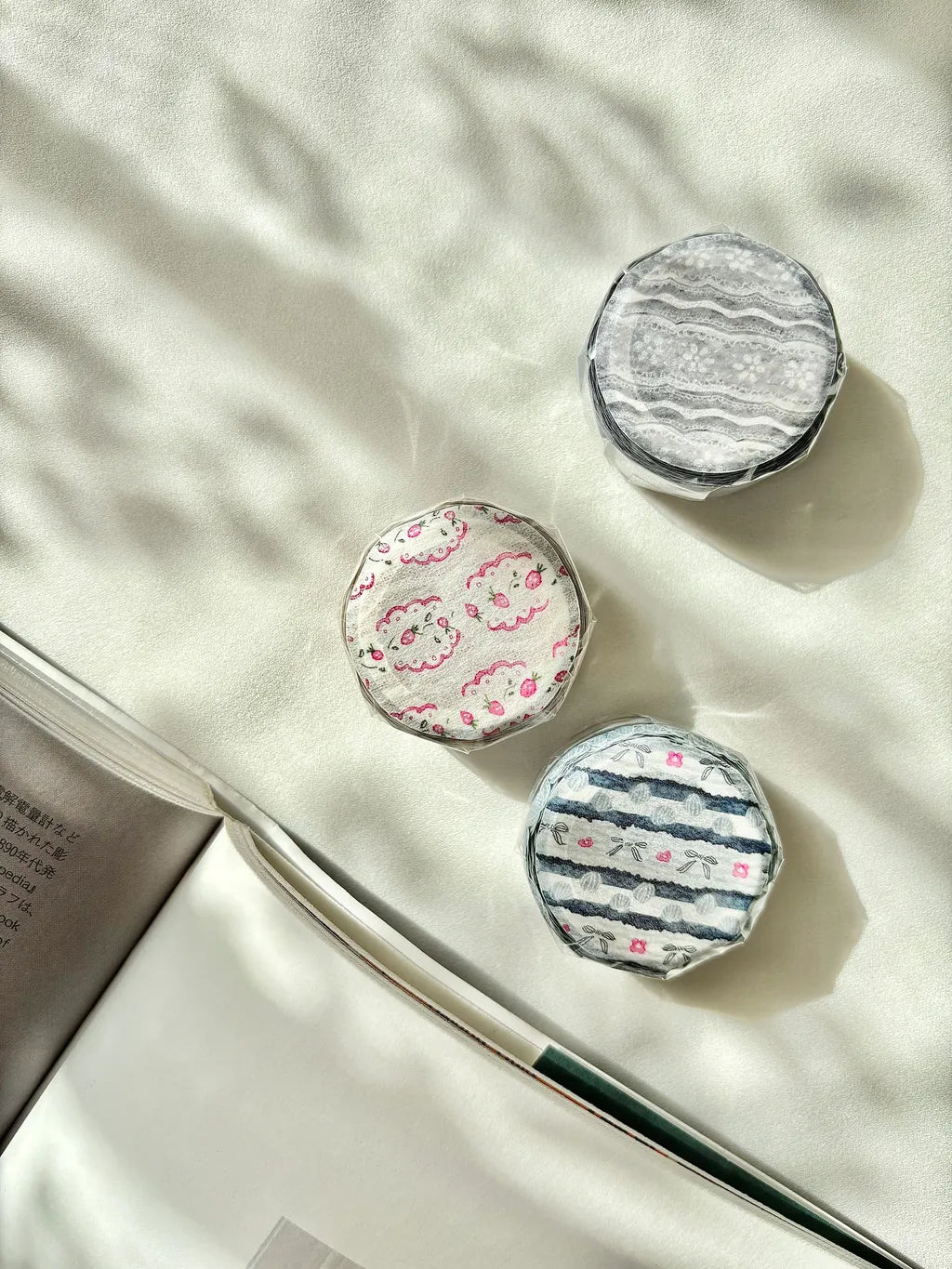 Pion Die-Cut Edge Washi Tape - Gray, Strawberry & Tassel