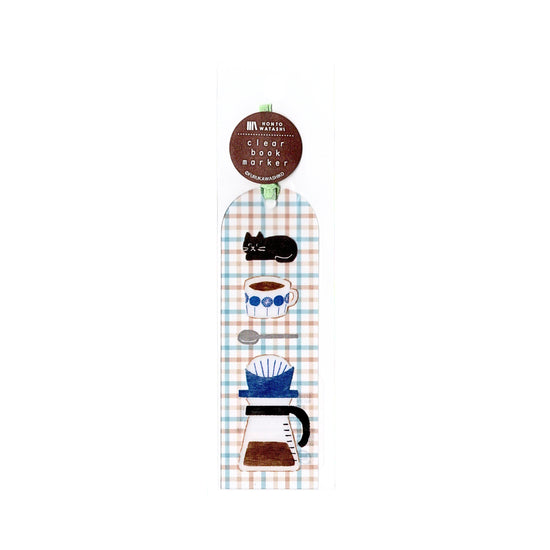 Furukawa Paper HONTOWATASHI Bookmark - Cat Blue Check
