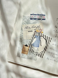 Pion Die-Cut Edge Washi Tape - Gray, Strawberry & Tassel