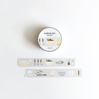 Masking tape with decorative designs on a white background