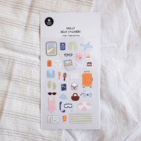Pack of decorative stickers with various icons on a textured surface