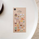 Pack of daily life stickers on a white surface