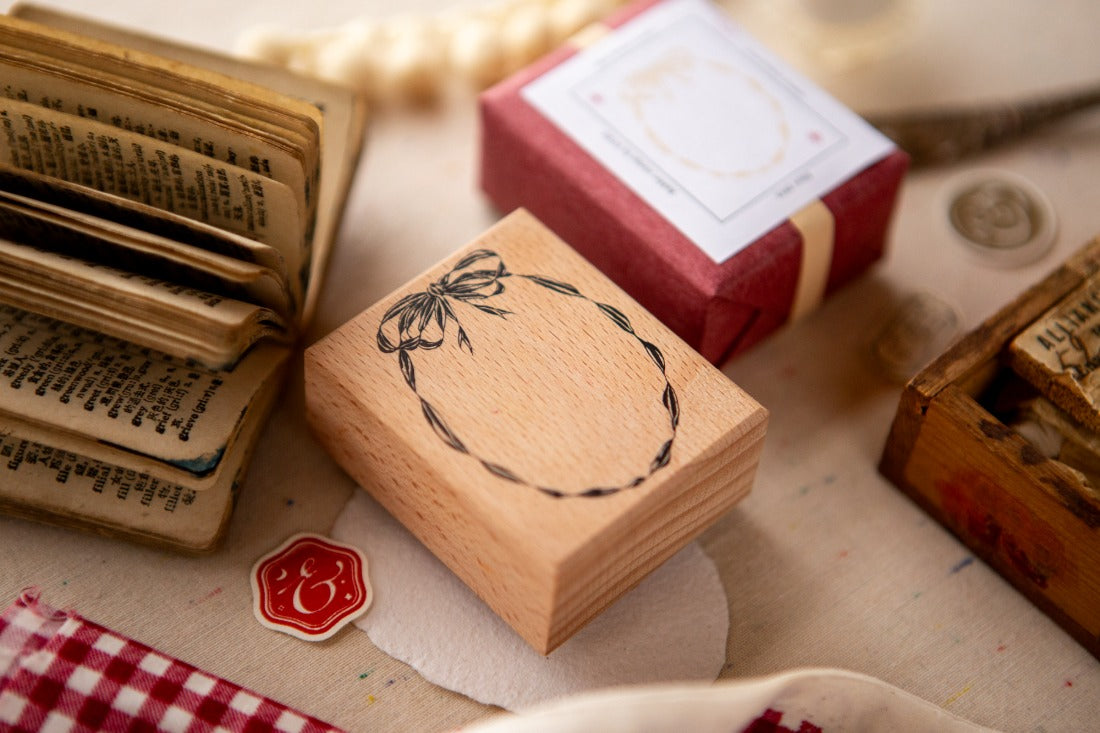 OURS Oval Ribbon Frame Rubber Stamp