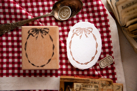 OURS Oval Ribbon Frame Rubber Stamp