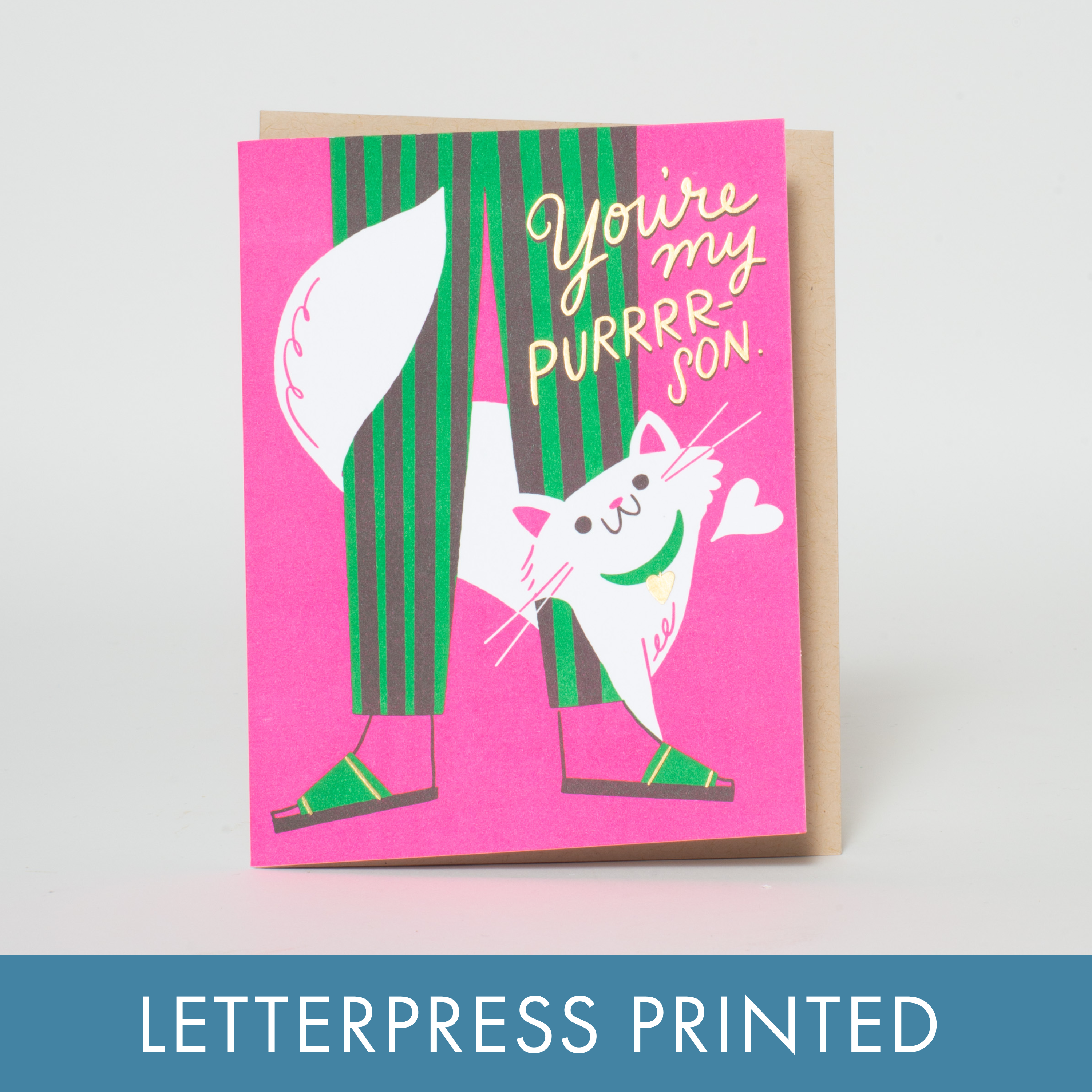 Cat Love Punny Letterpress Greeting Card by Hello!Lucky