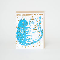 Birthday Me to Mew Cats Letterpress Greeting Card