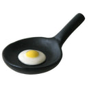 Fried egg skillet ceramic chopstick rest, front view