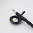 Fried egg skillet ceramic chopstick rest with a dip pen