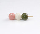 Sanshoku dango ceramic chopstick rest, front view