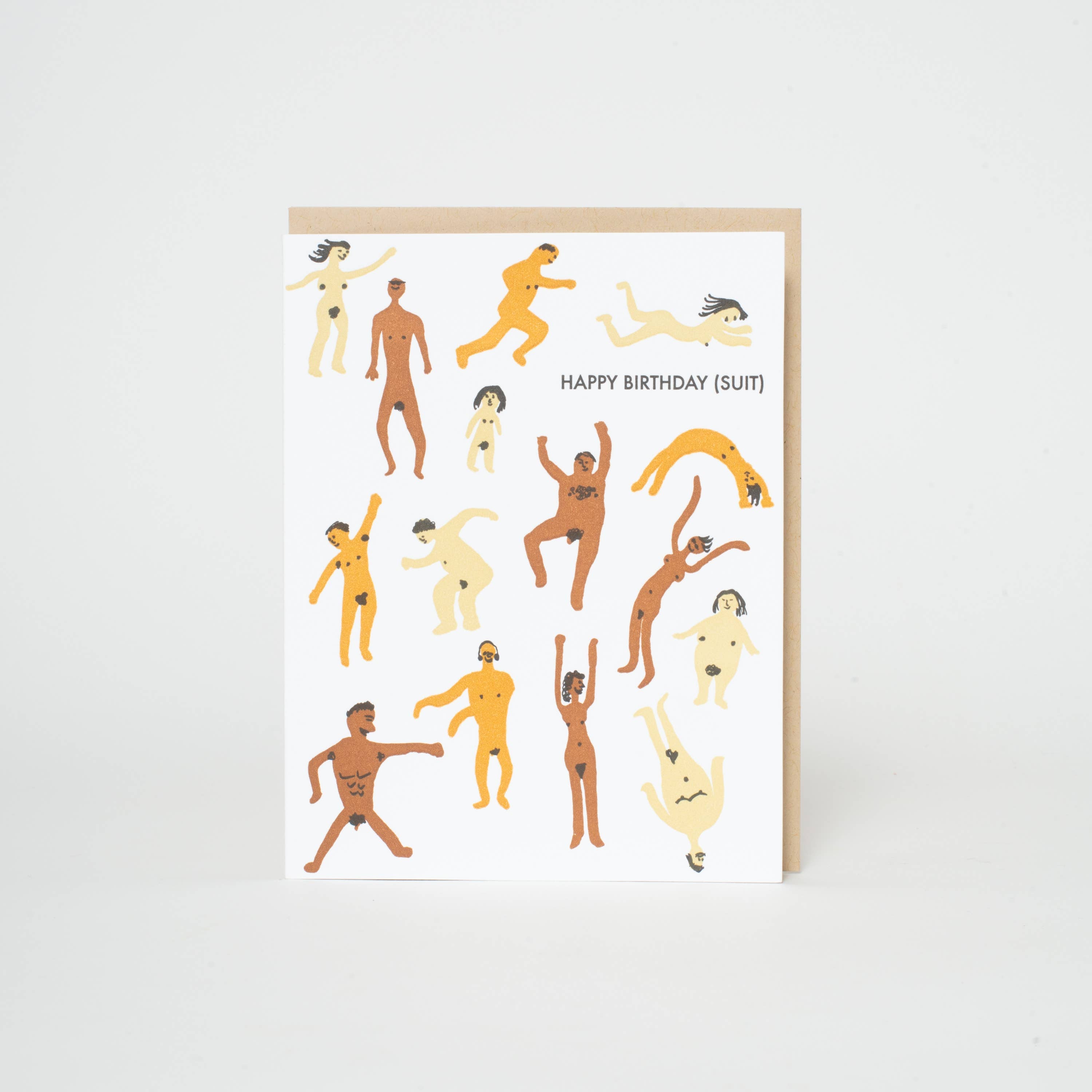 Birthday Suit Nudie Characters Letterpress Greeting Card