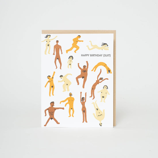 Birthday Suit Nudie Characters Letterpress Greeting Card