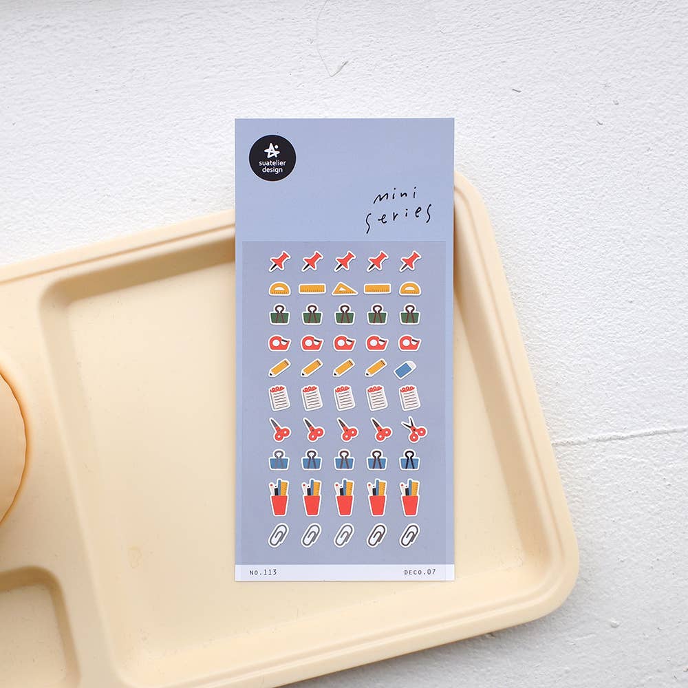 Sheet of small stationery items stickers