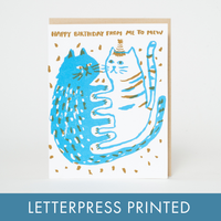 Birthday Me to Mew Cats Letterpress Greeting Card