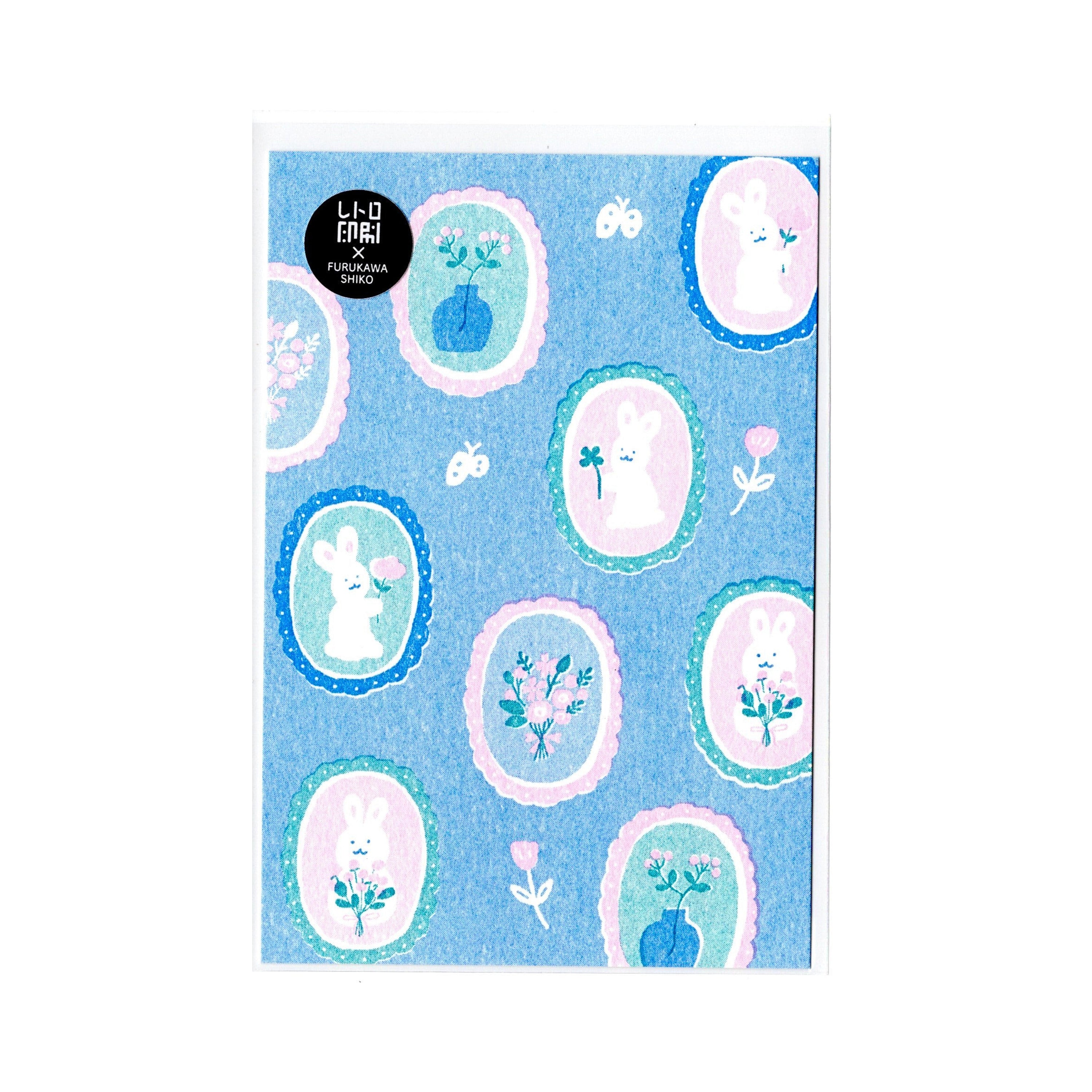 Furukawa Paper Retro Printed Postcards - Rabbit Brooch